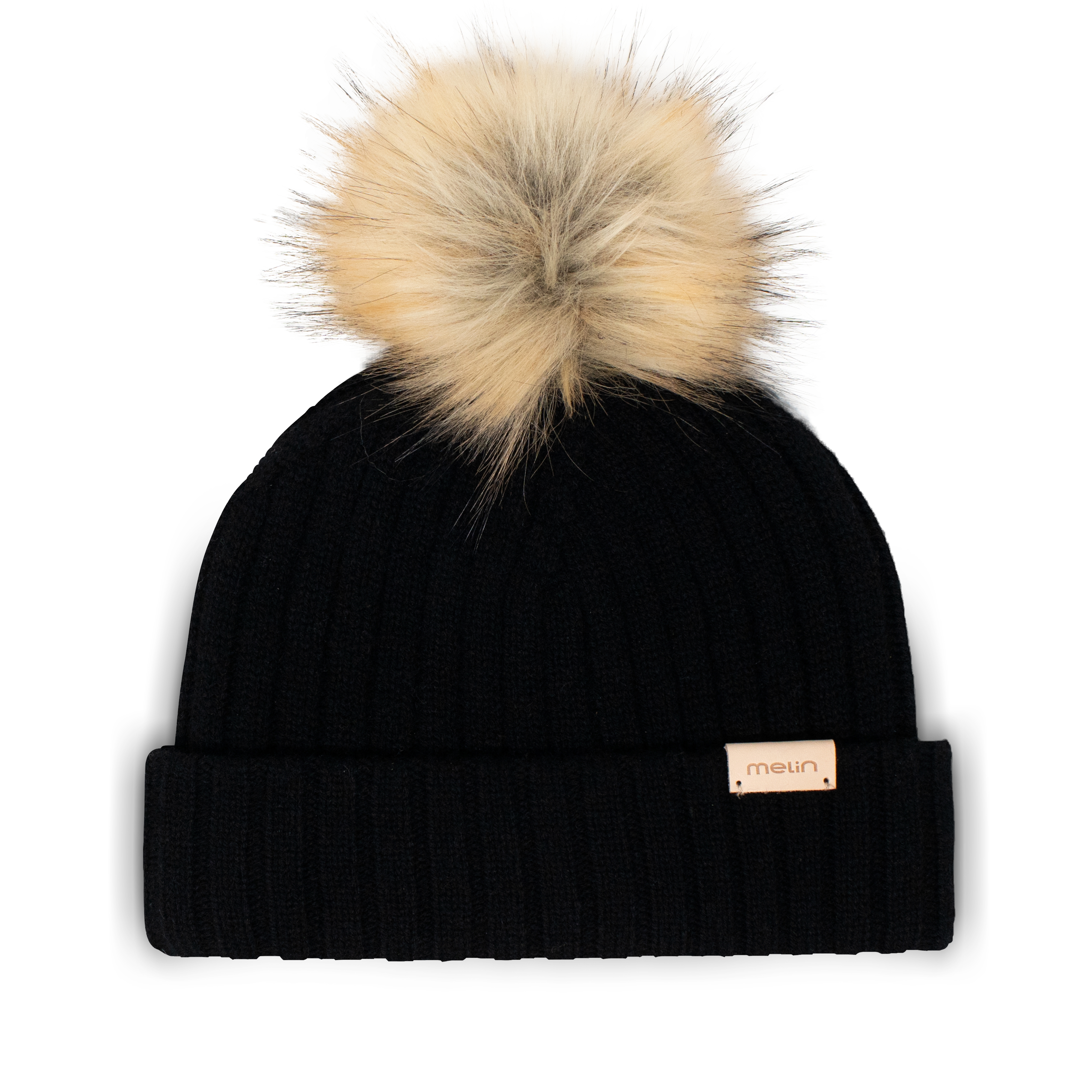 The front image of the All Day Pom Beanie in Black