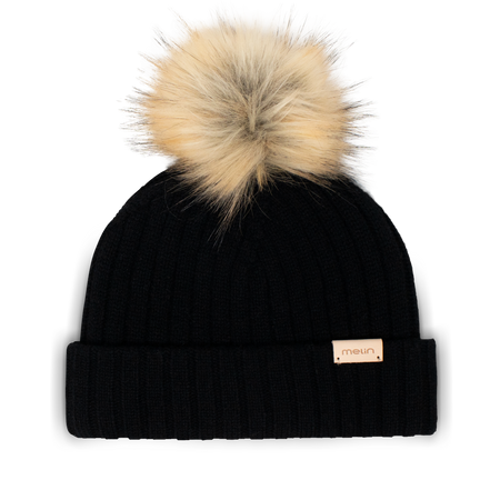 The front image of the All Day Pom Beanie in Black