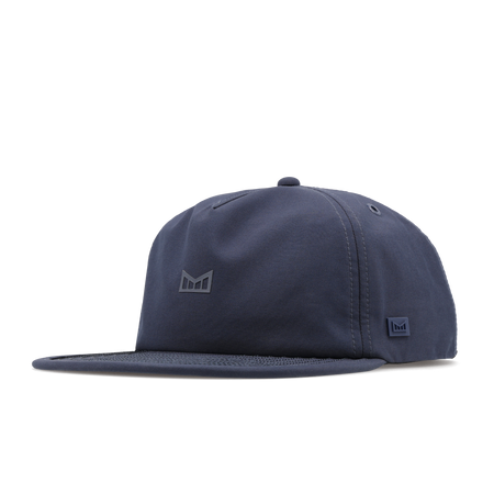 The front, angled view of the melin Eagle Hydro  Split Crushed Fit in  Navy